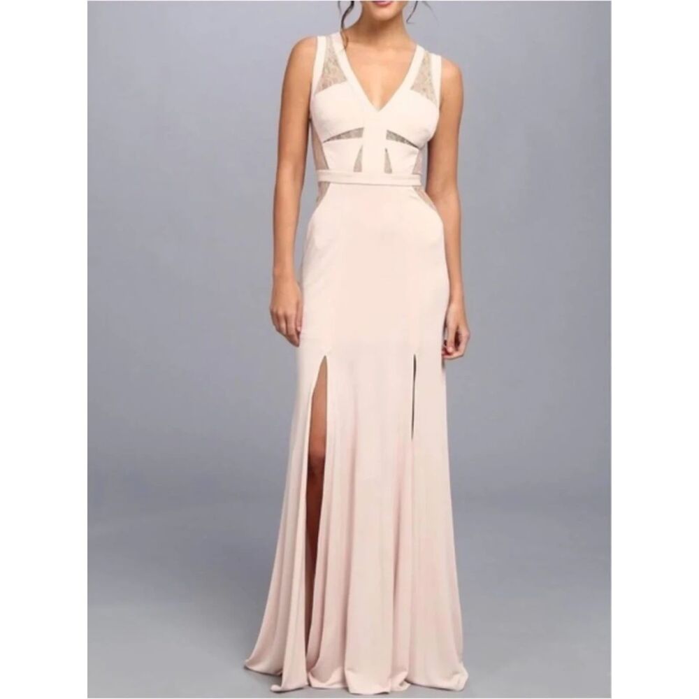BCBG MAXAZRIA Cristy Lace Cutout Gown Blush/Bare Pink Size 10 NWT
